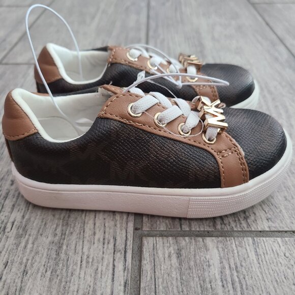 MICHAEL Michael Kors NWT toddlers lace up brown and white sneakers size 6 - Picture 5 of 12